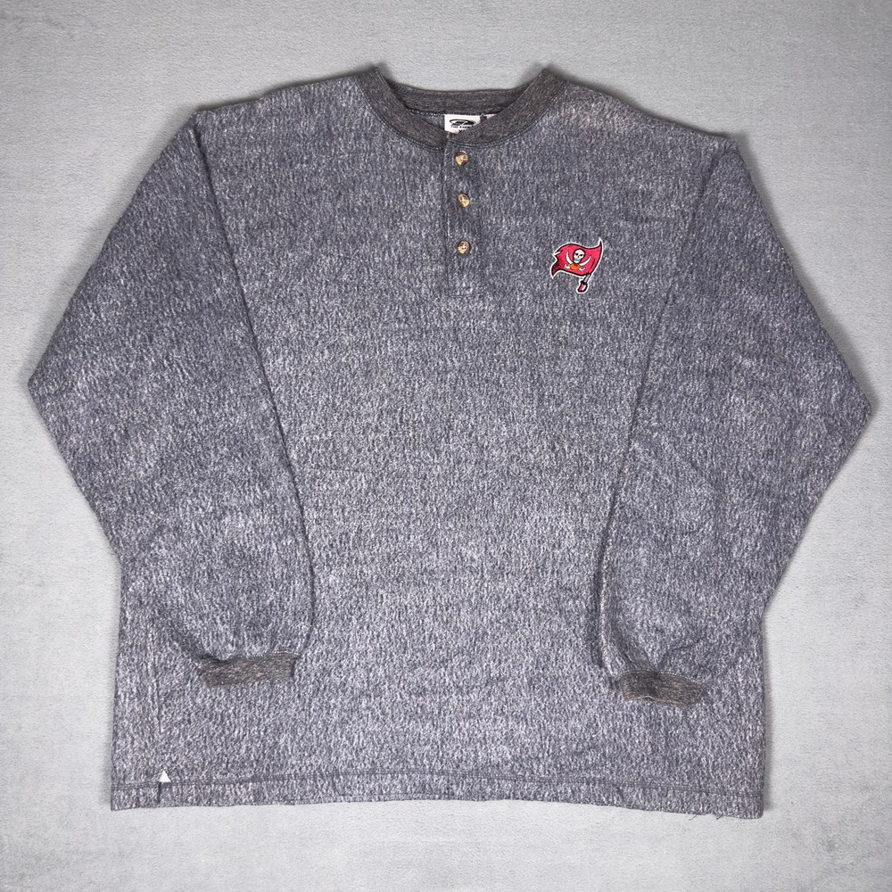 Vintage‎ 90s Tampa Bay Buccaneers Henley Sweatshirt The Edge NFL Gray Mens XL